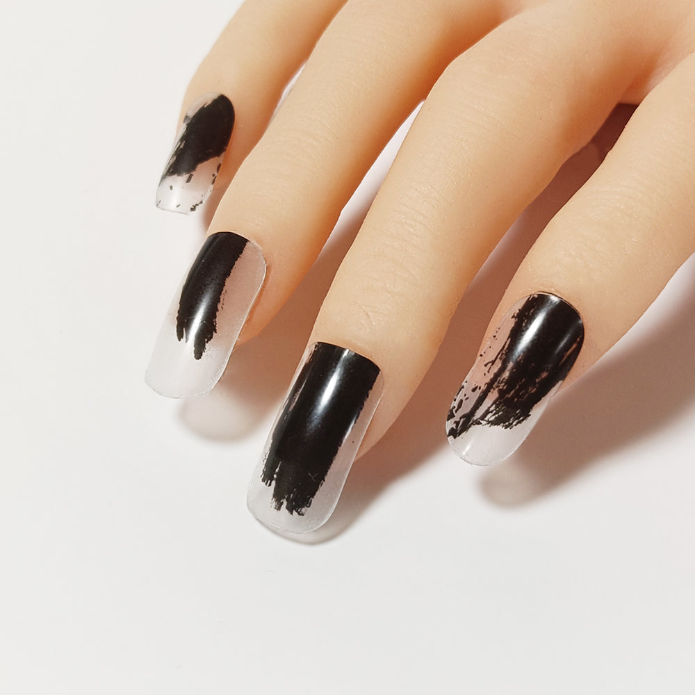 半硬化ジェルネイルシール Gel Nail Stickers【A001】Ink brush : Black