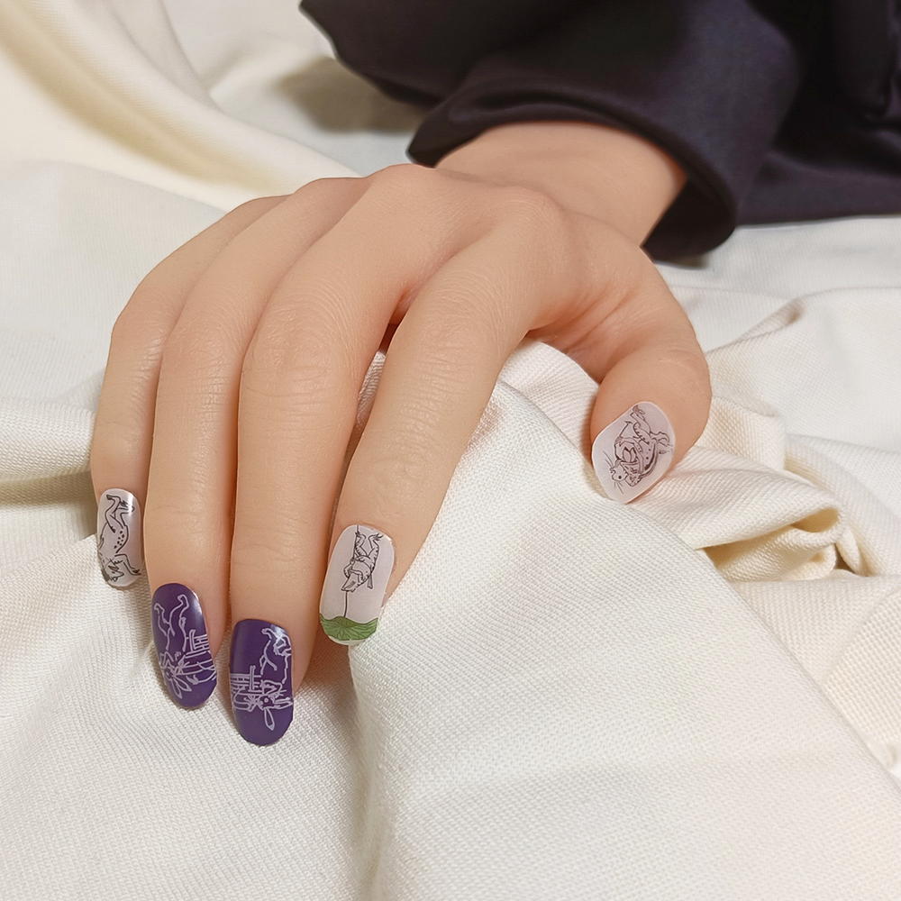 半硬化ジェルネイルシール Gel Nail Stickers【A017】鳥獣戯画