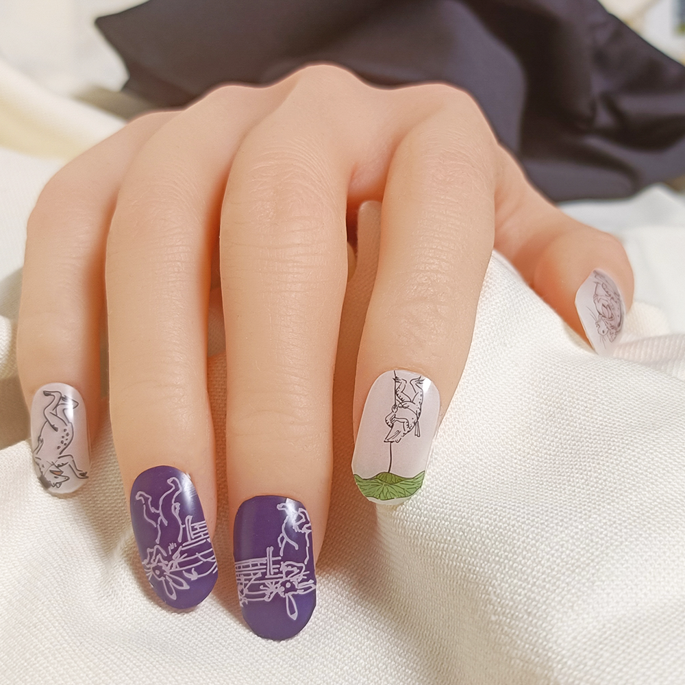 半硬化ジェルネイルシール Gel Nail Stickers【A017】鳥獣戯画