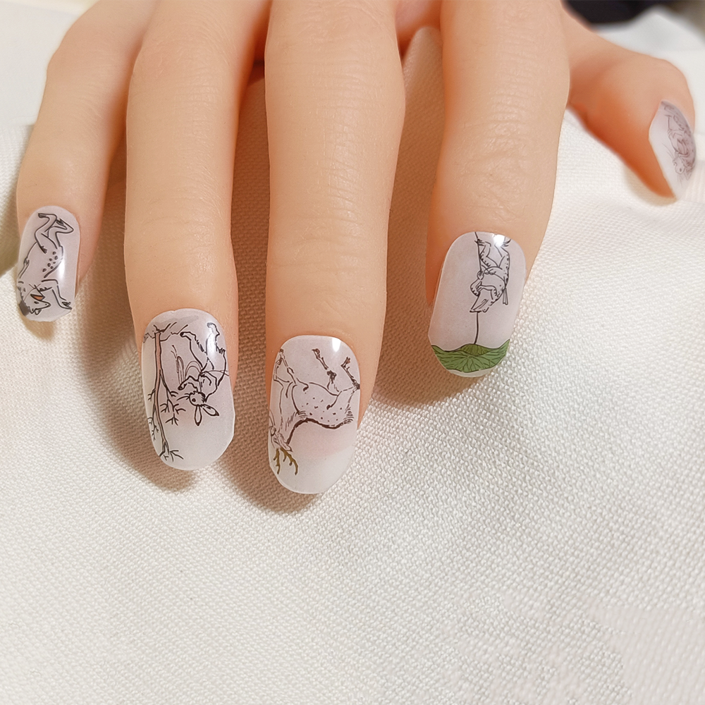 半硬化ジェルネイルシール Gel Nail Stickers【A017】鳥獣戯画
