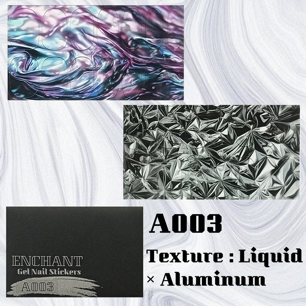 半硬化ジェルネイルシール Gel Nail Stickers【A003】Texture : Liquid × Aluminum