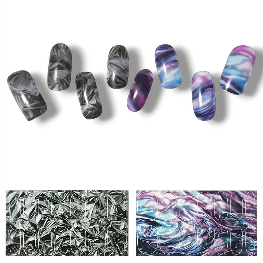 半硬化ジェルネイルシール Gel Nail Stickers【A003】Texture : Liquid × Aluminum