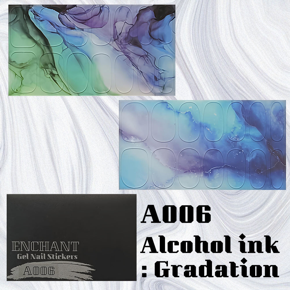 半硬化ジェルネイルシール Gel Nail Stickers【A006】Alcohol ink : Gradation
