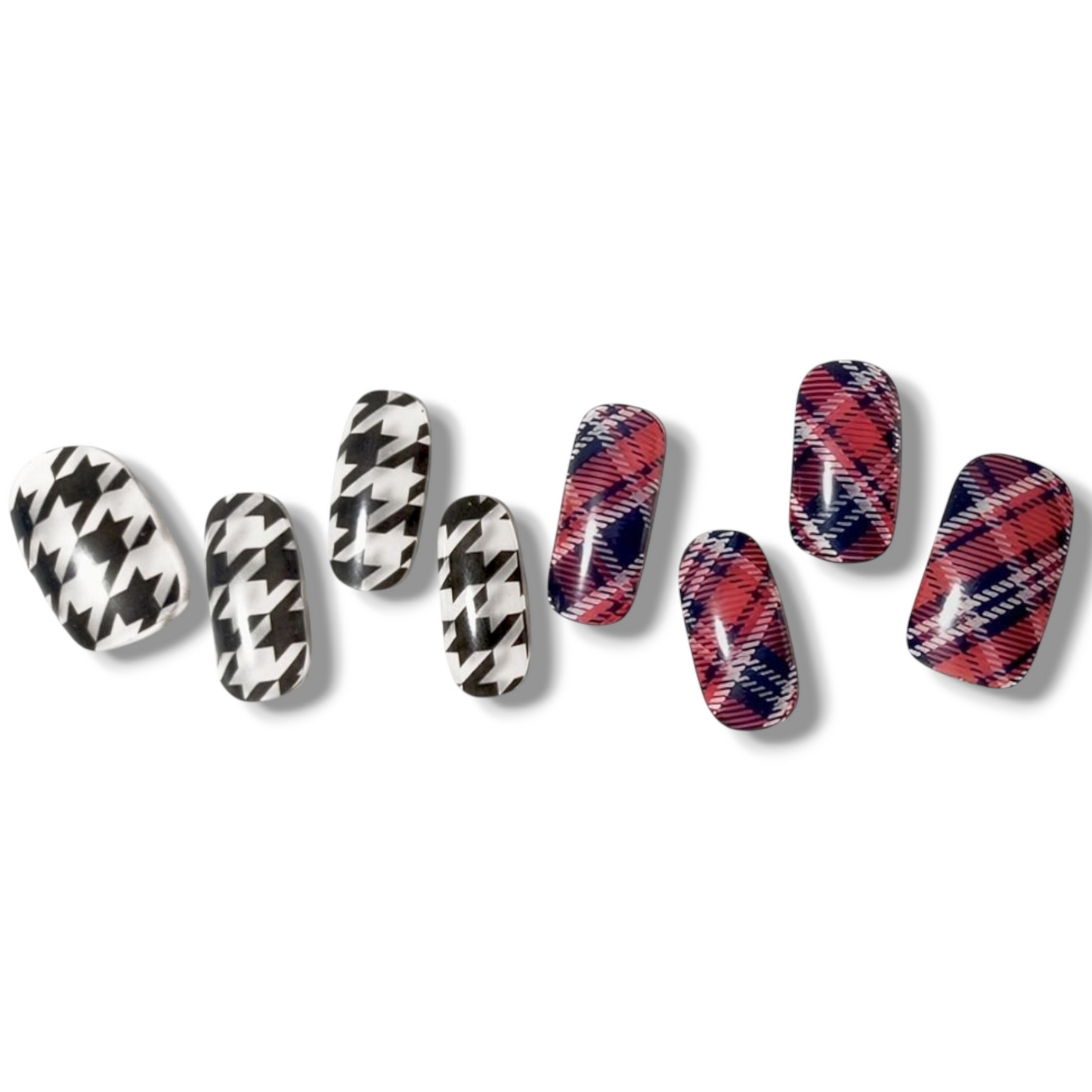 半硬化ジェルネイルシール Gel Nail Stickers【A009】Houndstooth × Plaid