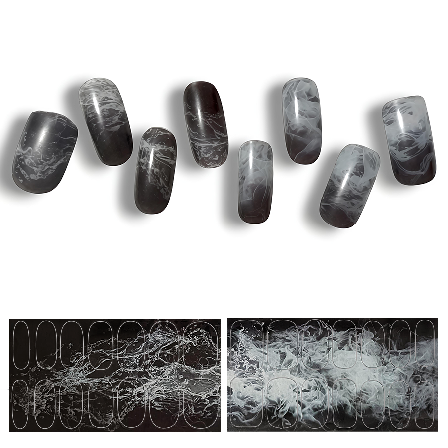 半硬化ジェルネイルシール Gel Nail Stickers【A011】Water × Smoke