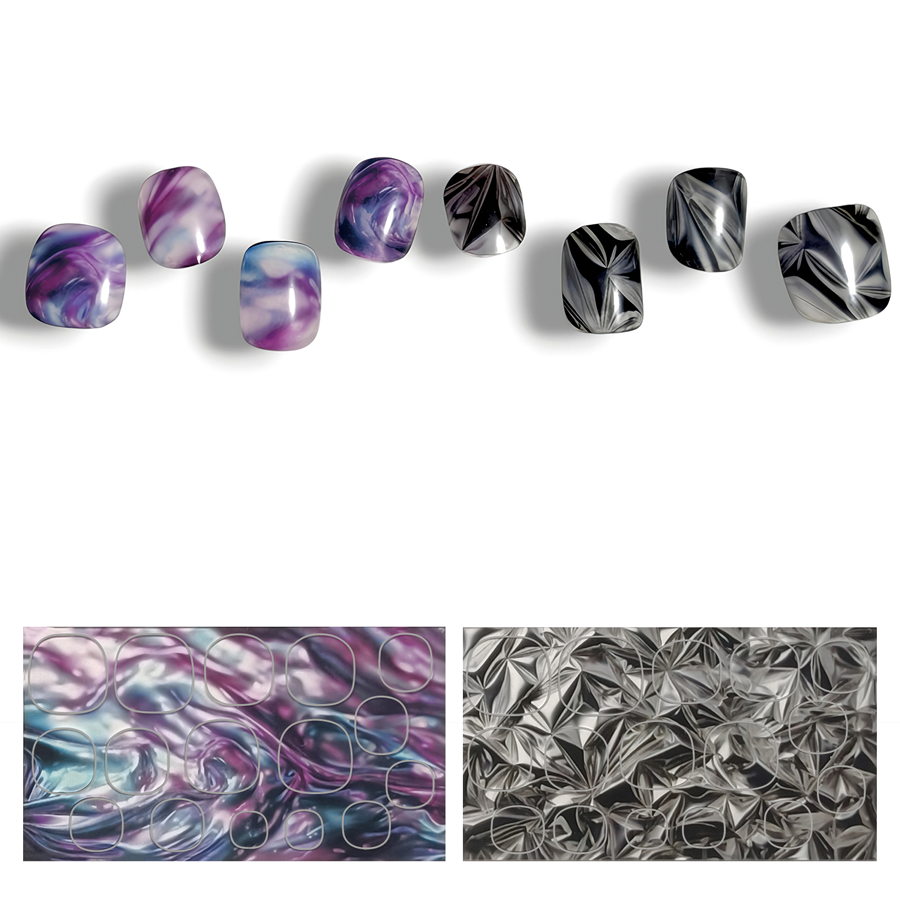 半硬化ジェルネイルシール Gel Nail Stickers【B003】Texture : Liquid × Aluminum