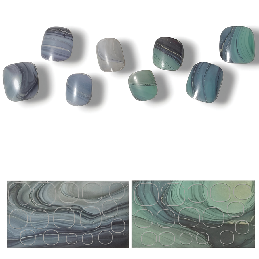 半硬化ジェルネイルシール Gel Nail Stickers【B007】Alcohol ink : Blue × Green