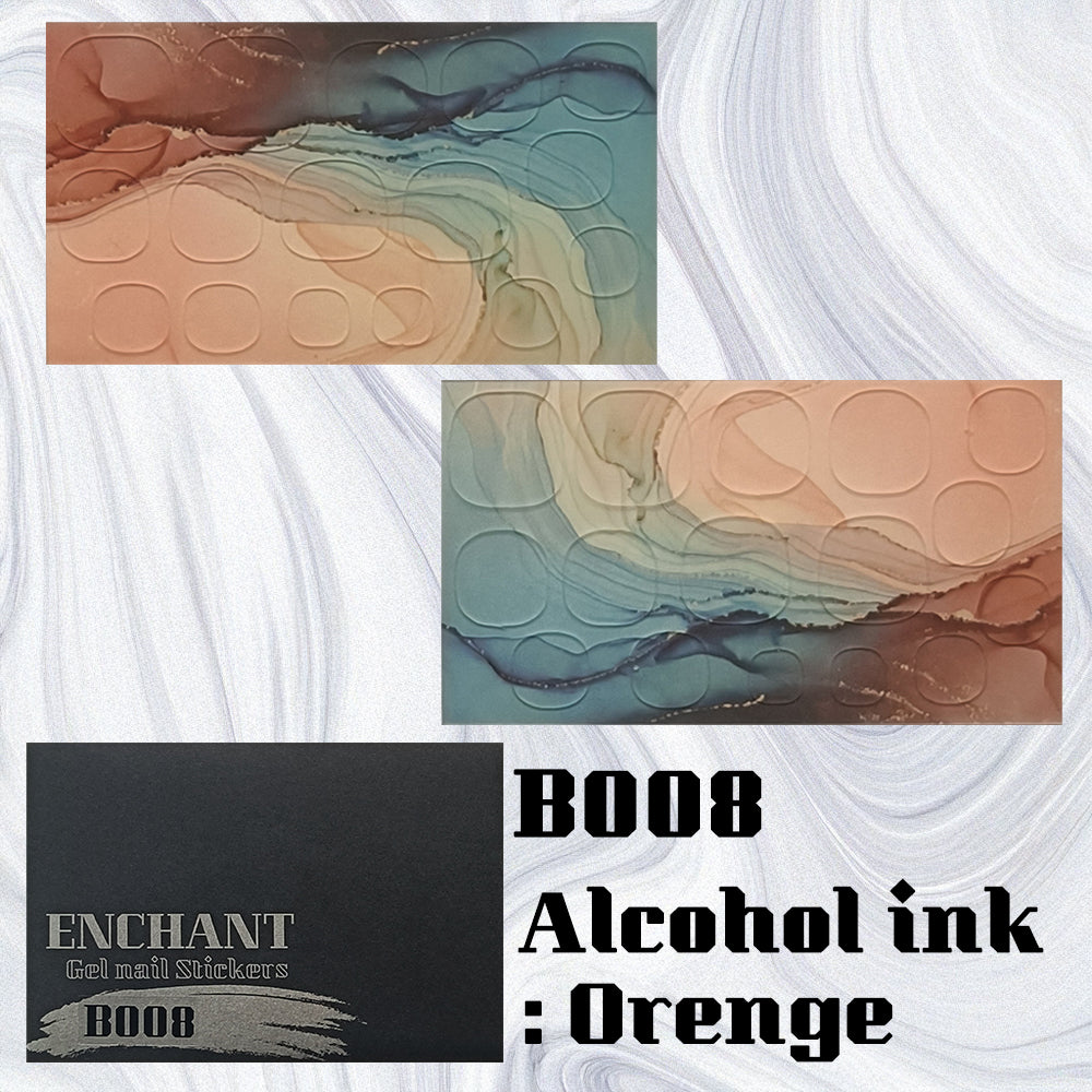 半硬化ジェルネイルシール Gel Nail Stickers【B008】Alcohol ink : Orenge