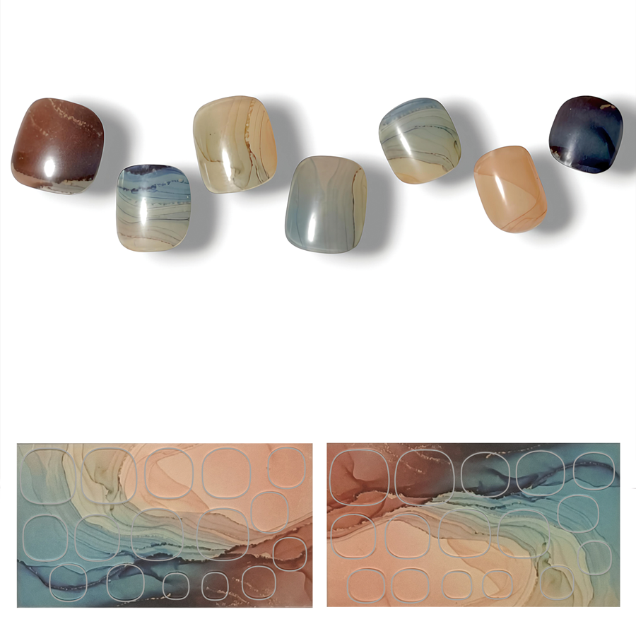 半硬化ジェルネイルシール Gel Nail Stickers【B008】Alcohol ink : Orenge
