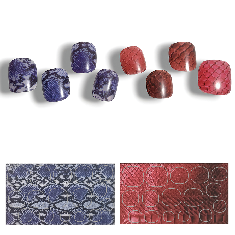 半硬化ジェルネイルシール Gel Nail Stickers【B010】scale × snake : Red × Blue