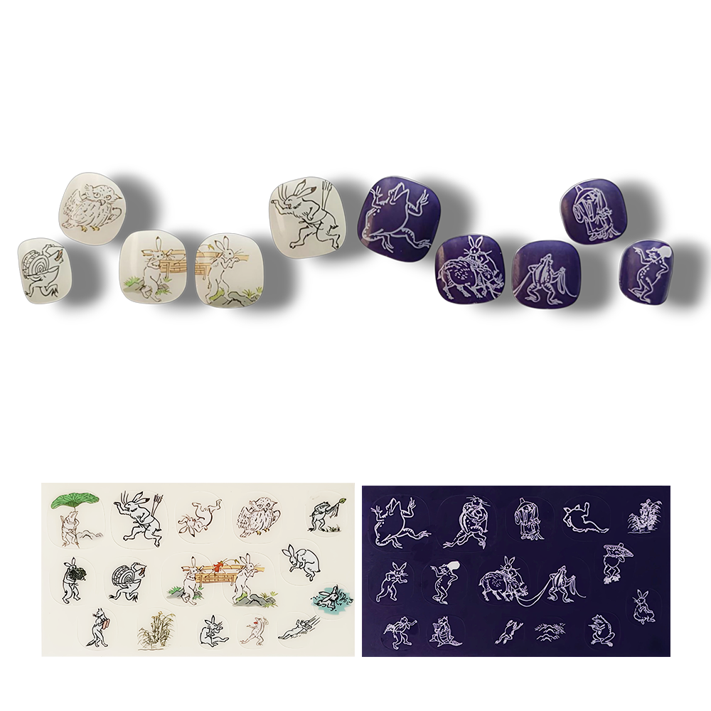 半硬化ジェルネイルシール Gel Nail Stickers【B017】鳥獣戯画