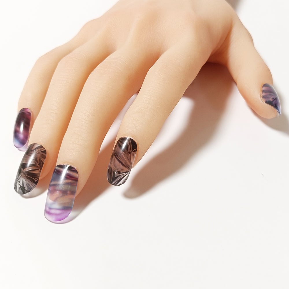 半硬化ジェルネイルシール Gel Nail Stickers【A003】Texture : Liquid × Aluminum - ENCHANT