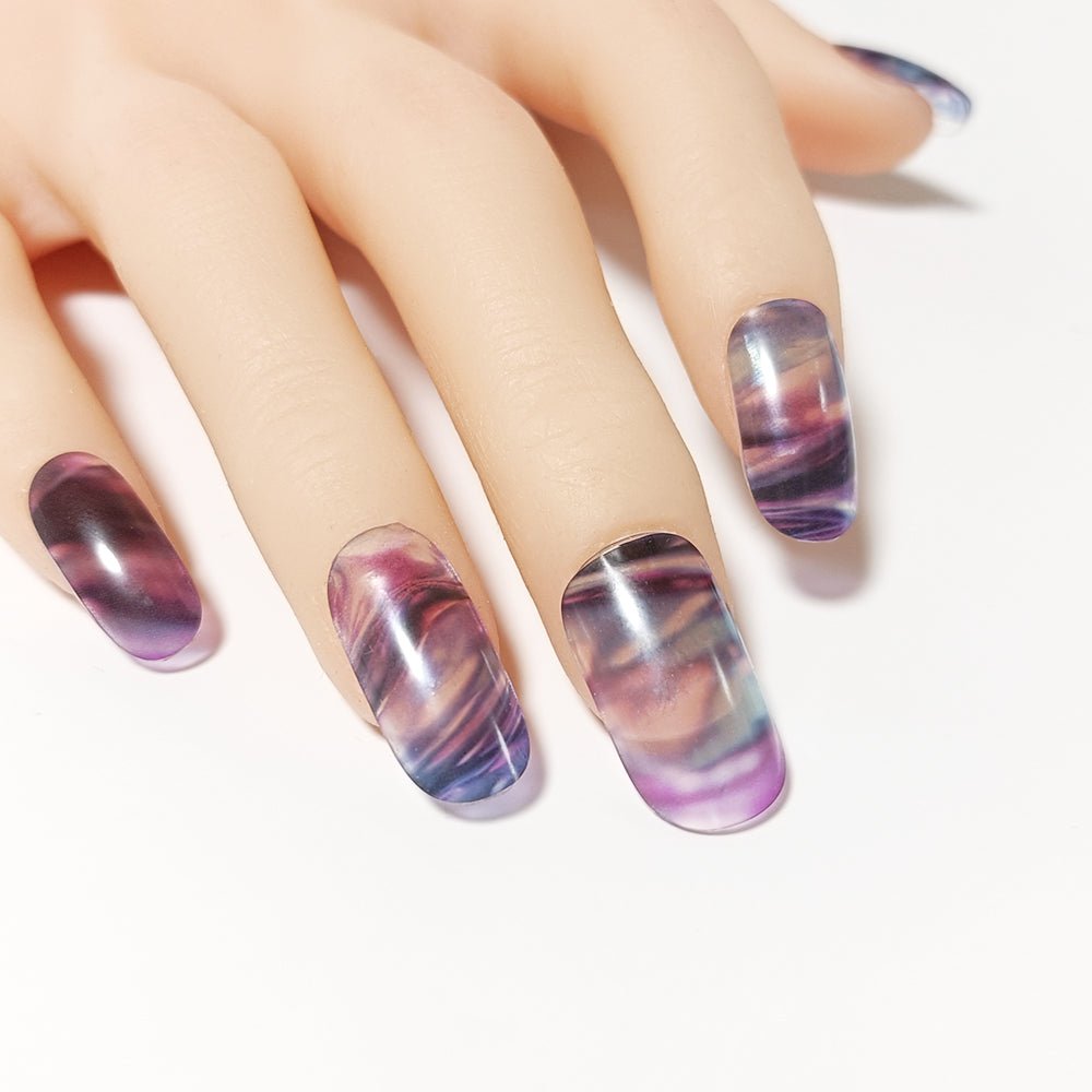 半硬化ジェルネイルシール Gel Nail Stickers【A003】Texture : Liquid × Aluminum - ENCHANT
