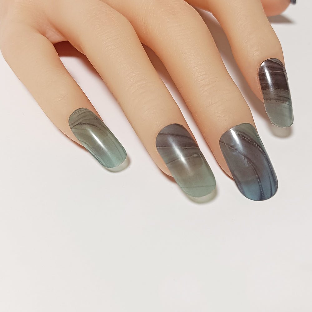 半硬化ジェルネイルシール Gel Nail Stickers【A007】Alcohol ink : Blue × Green - ENCHANT