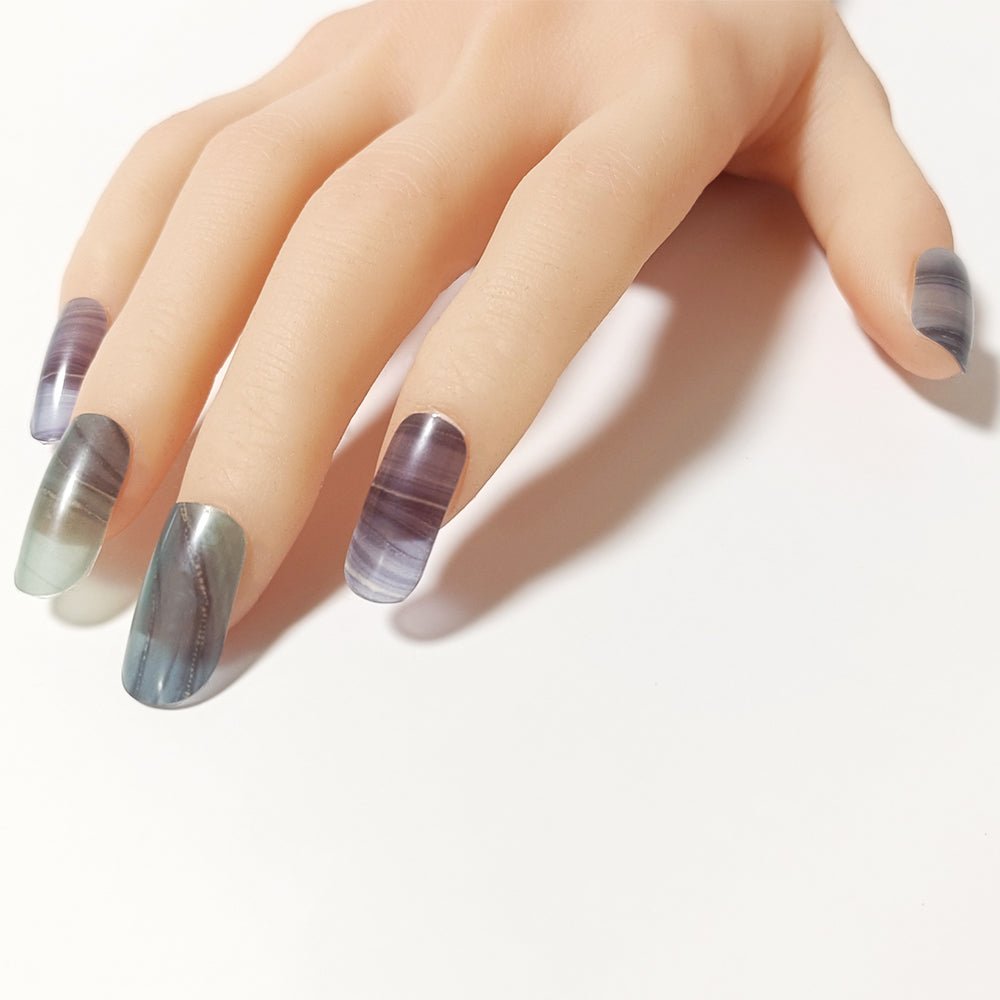半硬化ジェルネイルシール Gel Nail Stickers【A007】Alcohol ink : Blue × Green - ENCHANT
