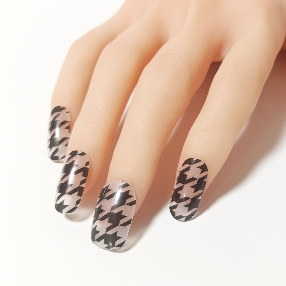 半硬化ジェルネイルシール Gel Nail Stickers【A009】Houndstooth × Plaid - ENCHANT