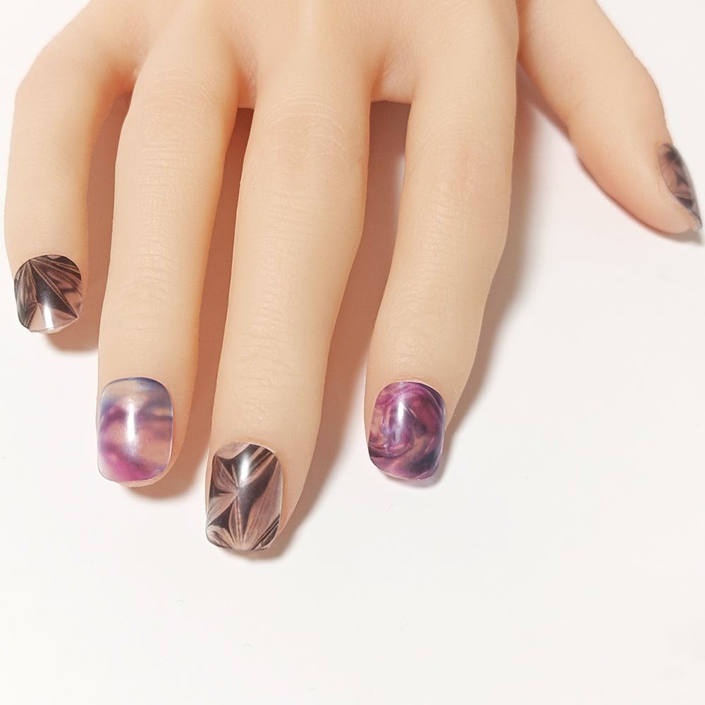 半硬化ジェルネイルシール Gel Nail Stickers【B003】Texture : Liquid × Aluminum - ENCHANT