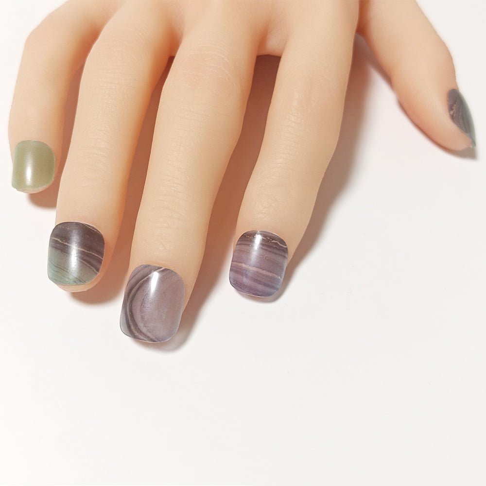半硬化ジェルネイルシール Gel Nail Stickers【B007】Alcohol ink : Blue × Green - ENCHANT