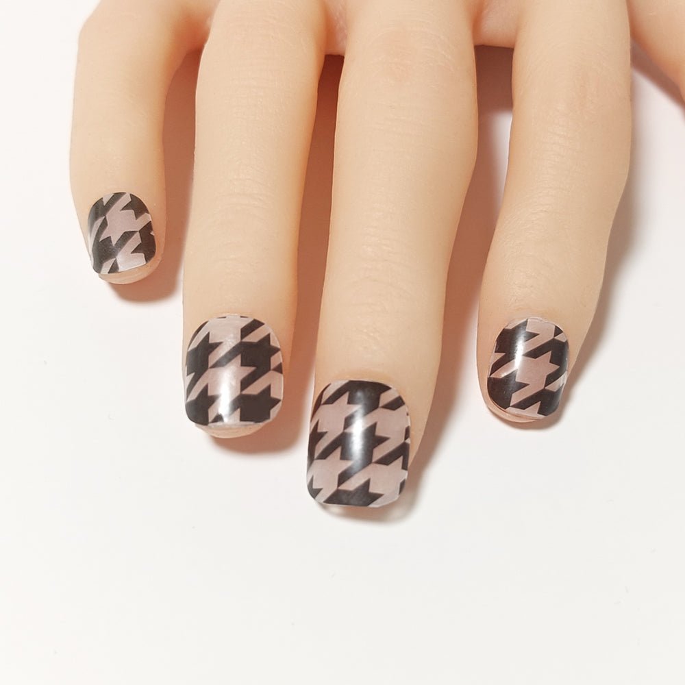 半硬化ジェルネイルシール Gel Nail Stickers【B009】Houndstooth × Plaid - ENCHANT