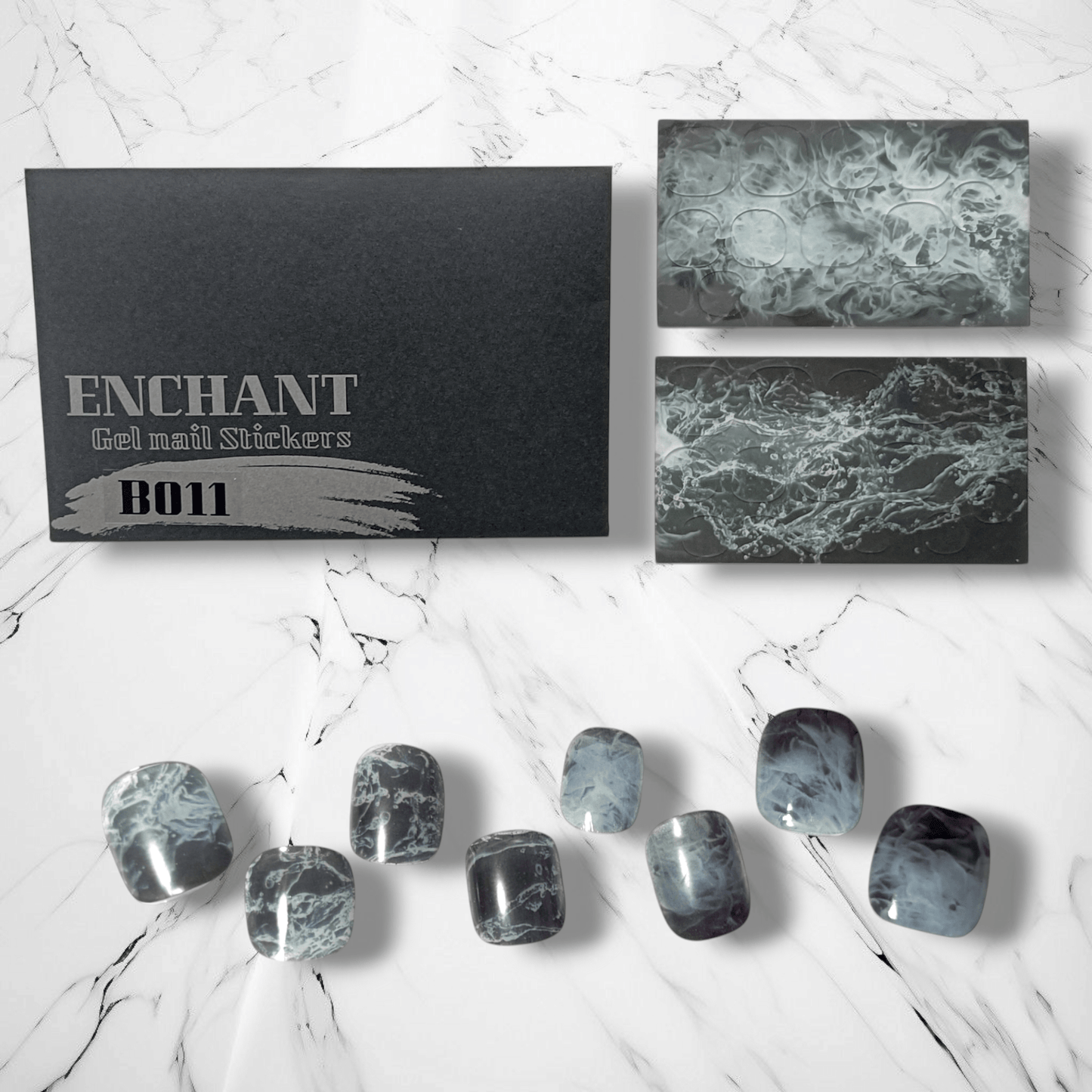 半硬化ジェルネイルシール Gel Nail Stickers【B011】water × Smoke - ENCHANT