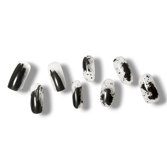 Semi-cured gel nail stickers Gel Nail Stickers [A001] Ink brush: Black