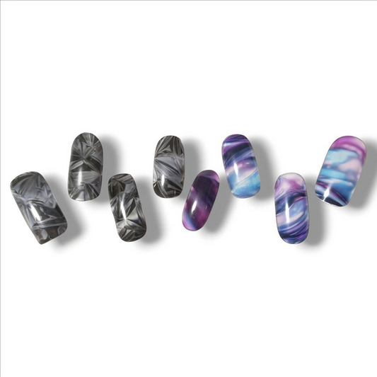 Semi-cured gel nail stickers Gel Nail Stickers [A003] Texture: Liquid × Aluminum
