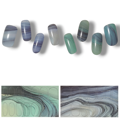 半硬化ジェルネイルシール　Gel Nail Stickers【A007】Alcohol ink : Blue × Green