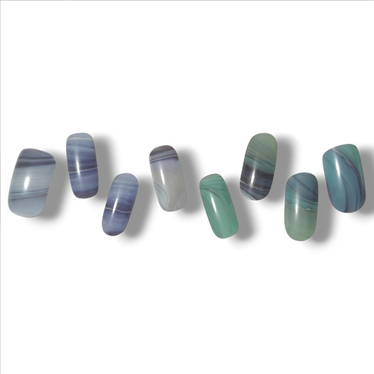 Semi-cured gel nail stickers Gel Nail Stickers [A007] Alcohol ink: Blue x Green
