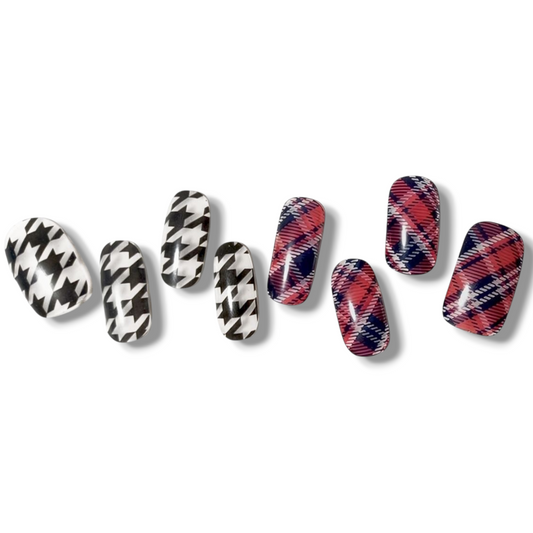 Semi-cured gel nail stickers Gel Nail Stickers [A009] Houndstooth × Plaid