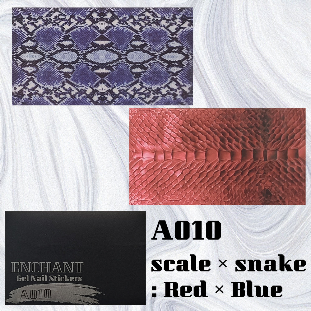 半硬化ジェルネイルシール　Gel Nail Stickers【A010】scale × snake : Red × Blue