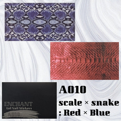 半硬化ジェルネイルシール　Gel Nail Stickers【A010】scale × snake : Red × Blue