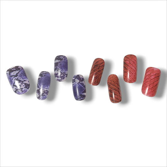 Semi-cured gel nail stickers Gel Nail Stickers [A010] scale x snake : Red x Blue