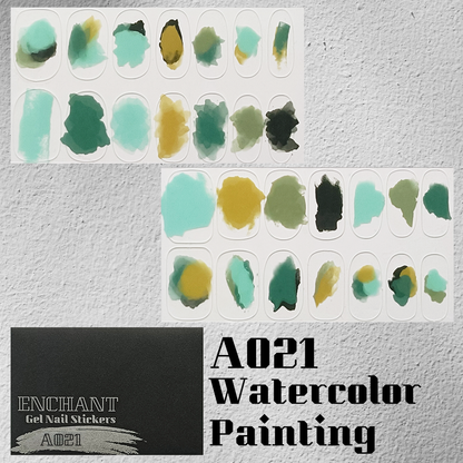 半硬化ジェルネイルシール　Gel Nail Stickers【A021】Watercolor Painting