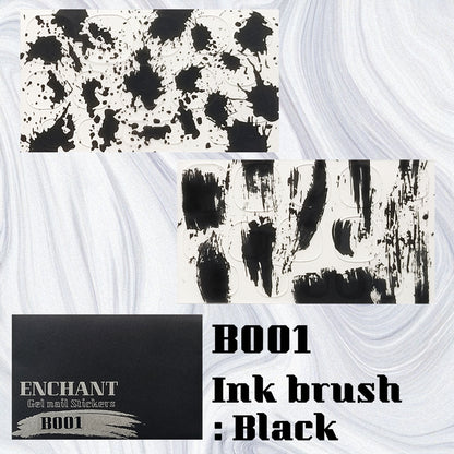 Semi-cured gel nail stickers Gel Nail Stickers [B001] Ink brush: Black