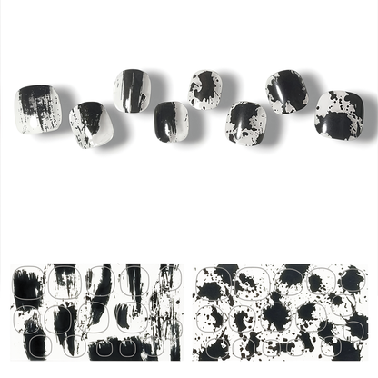 Semi-cured gel nail stickers Gel Nail Stickers [B001] Ink brush: Black