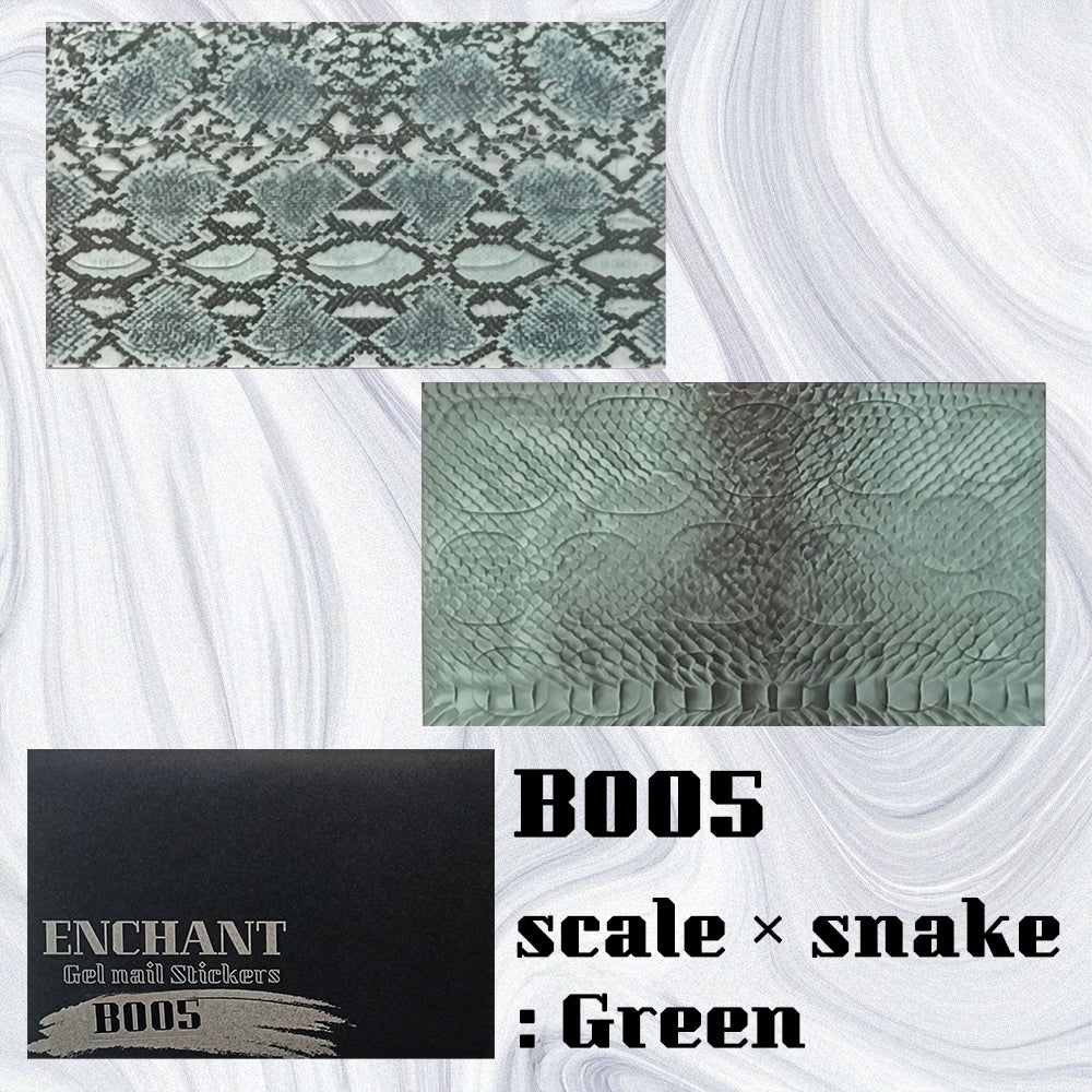 Semi-cured gel nail stickers Gel Nail Stickers [B005] scale × snake: Green