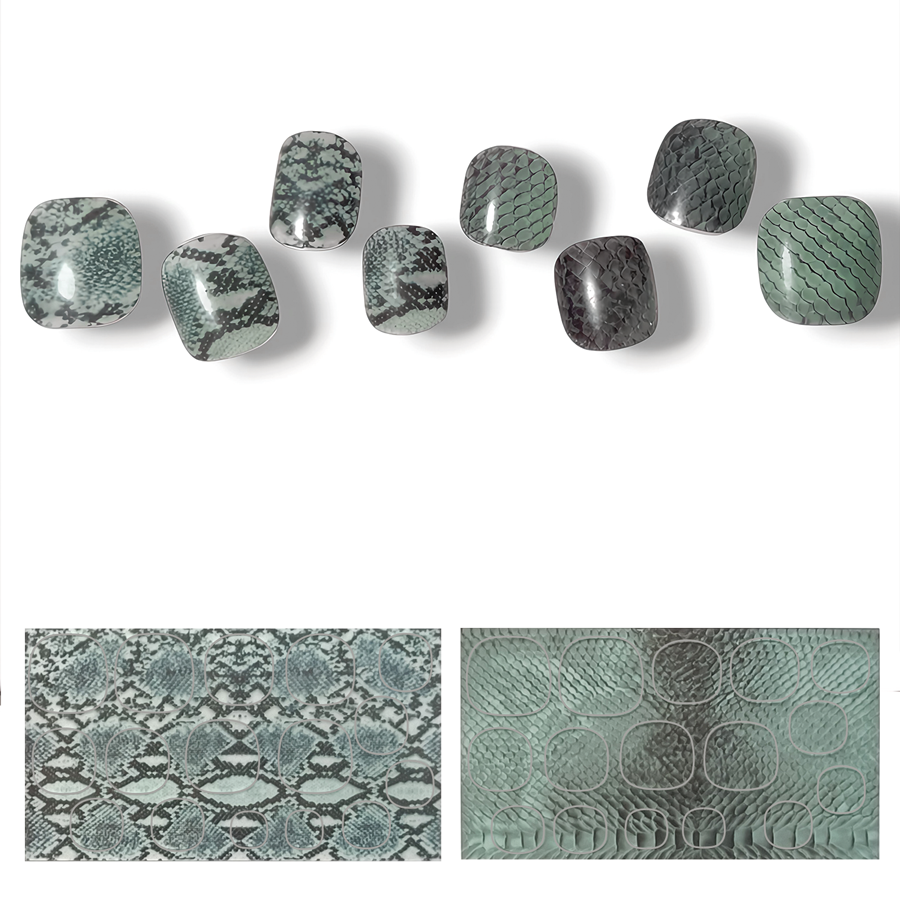 Semi-cured gel nail stickers Gel Nail Stickers [B005] scale × snake: Green