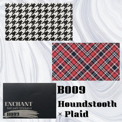 半硬化ジェルネイルシール　Gel Nail Stickers【B009】Houndstooth × Plaid