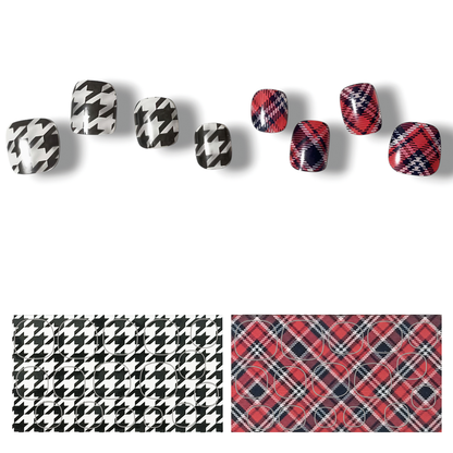 半硬化ジェルネイルシール　Gel Nail Stickers【B009】Houndstooth × Plaid