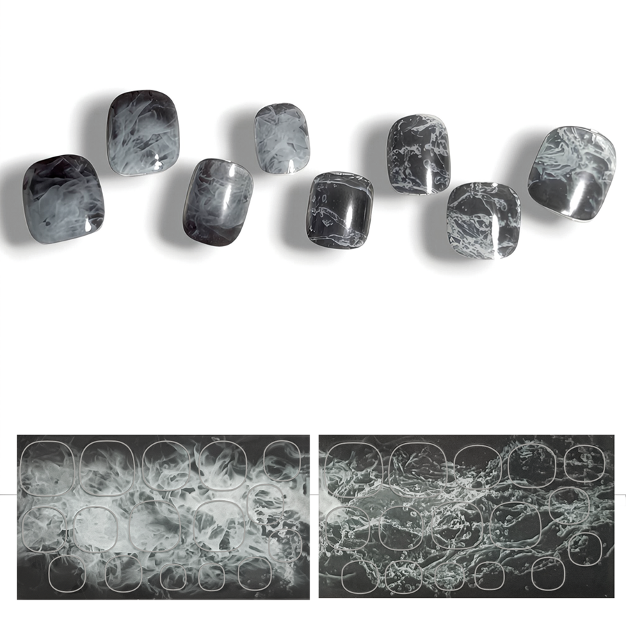 半硬化ジェルネイルシール　Gel Nail Stickers【B011】water × Smoke